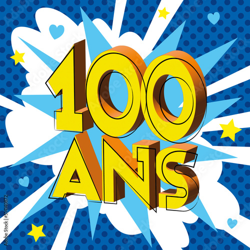 100 ans Carte Anniversaire popart Bleu