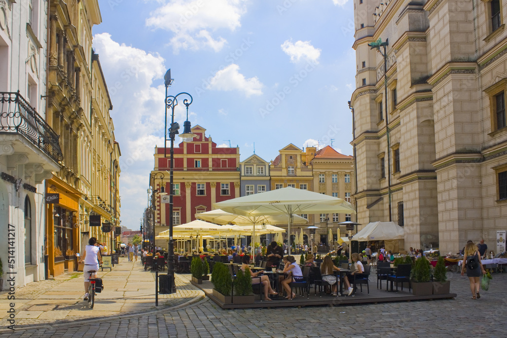 Street cafe on the Main Square in Poznan, Poland