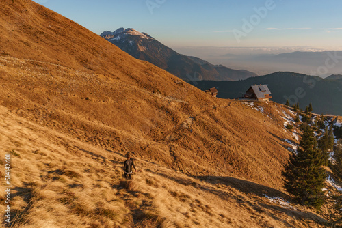 Man running cross country over the hills.