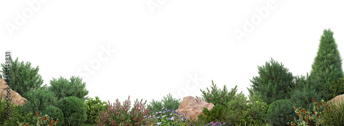 3d render forest and garden on a white background