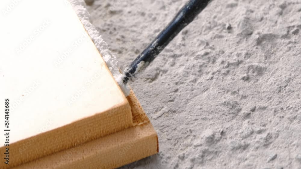 Gluing foam from a gun layers of foam insulation. Laying of underfloor