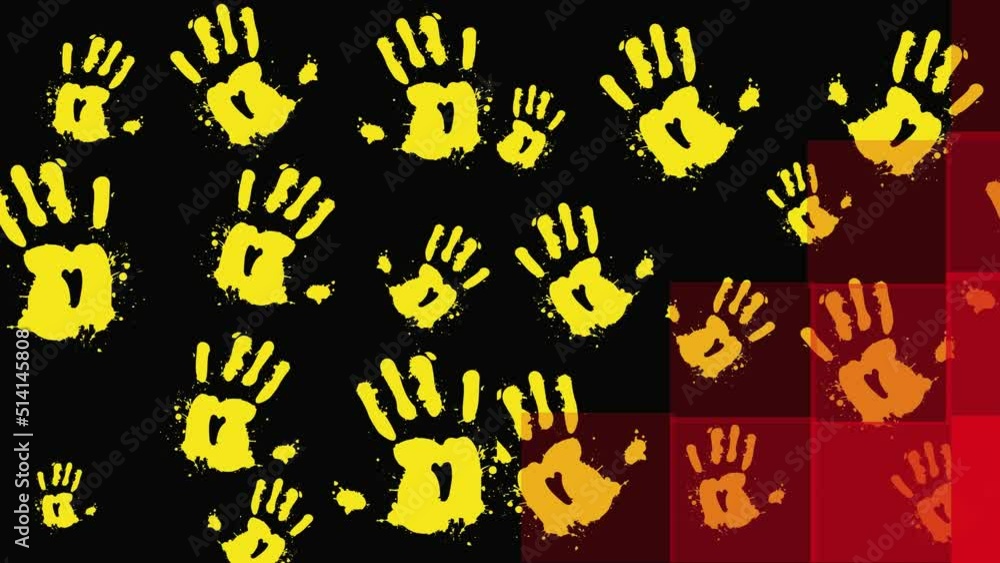 Animation of handprints over black background Animation of handprints over black background