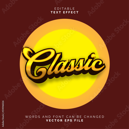 Classic text effect template with 3d type style and retro concept use for brand label and logotype sticker