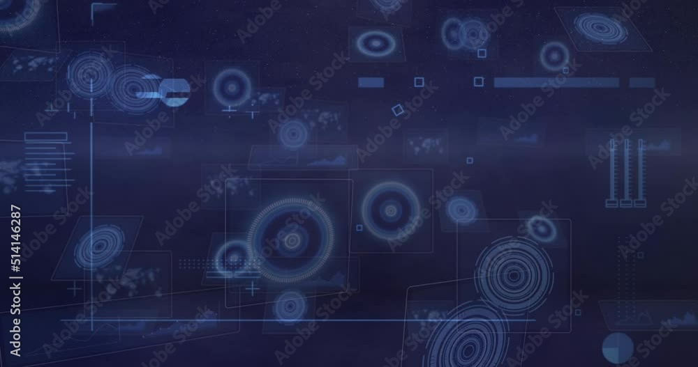 Animation of data processing and scope scanning on black background Animation of data processing and scope scanning on black background