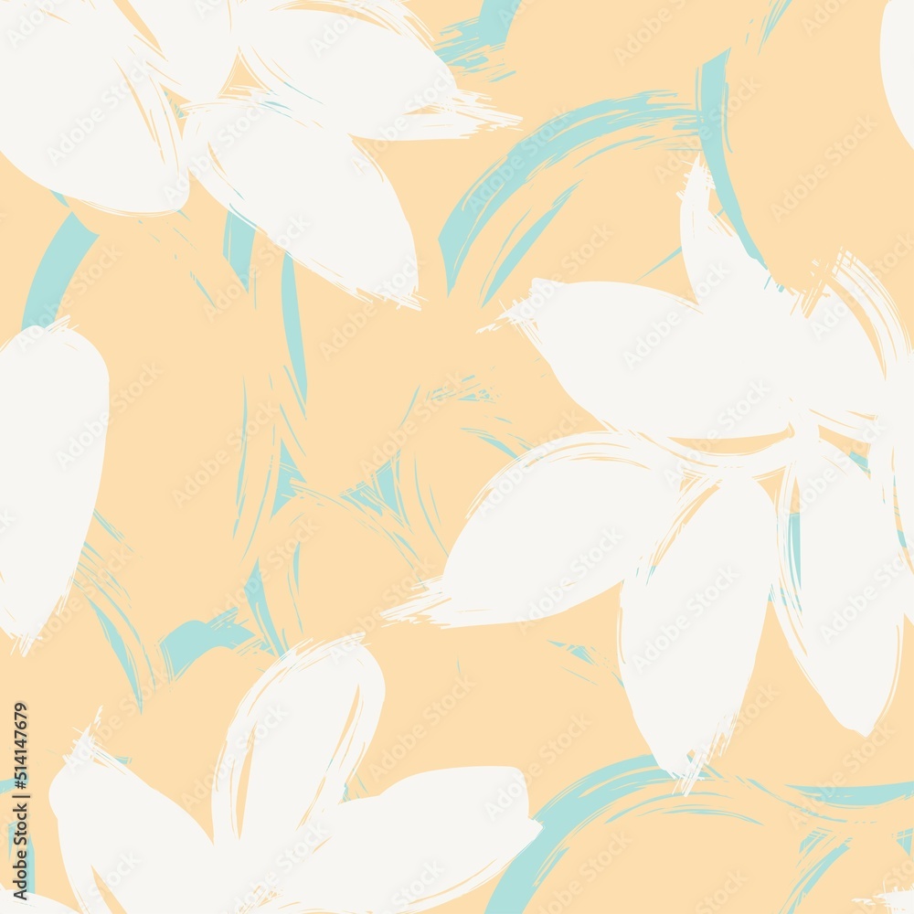 Naklejka premium Tropical Leaf Brush Strokes Seamless Pattern Design -