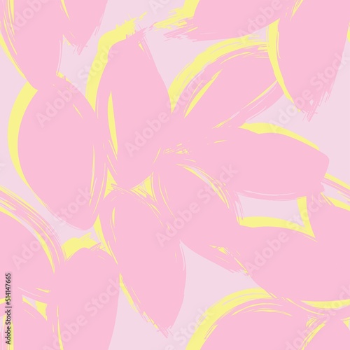 Tropical Leaf Brush Strokes Seamless Pattern Design -