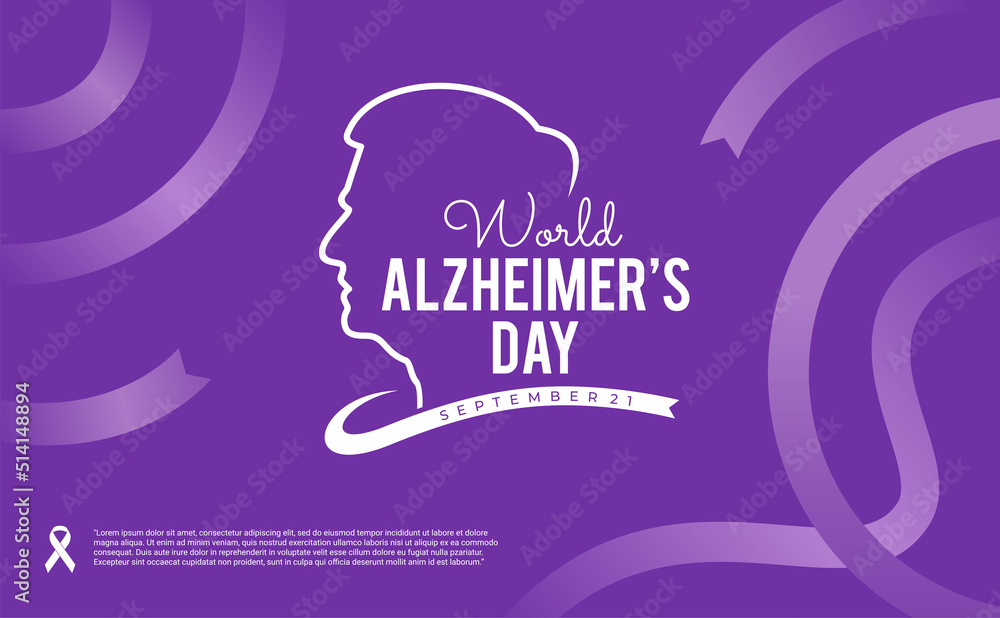 silhouette of a man with alzheimer's for world alzheimer's day logo design. vector abstract background