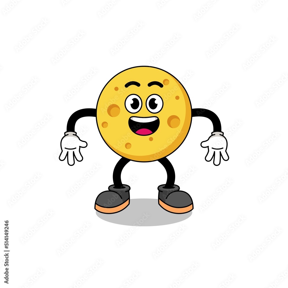round cheese cartoon with surprised gesture round cheese cartoon with surprised gesture