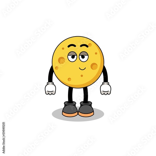 round cheese cartoon couple with shy pose