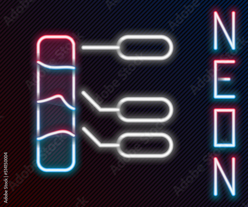 Glowing neon line Agricultural soil test and results icon isolated on black background. Digital soil analysis. Colorful outline concept. Vector