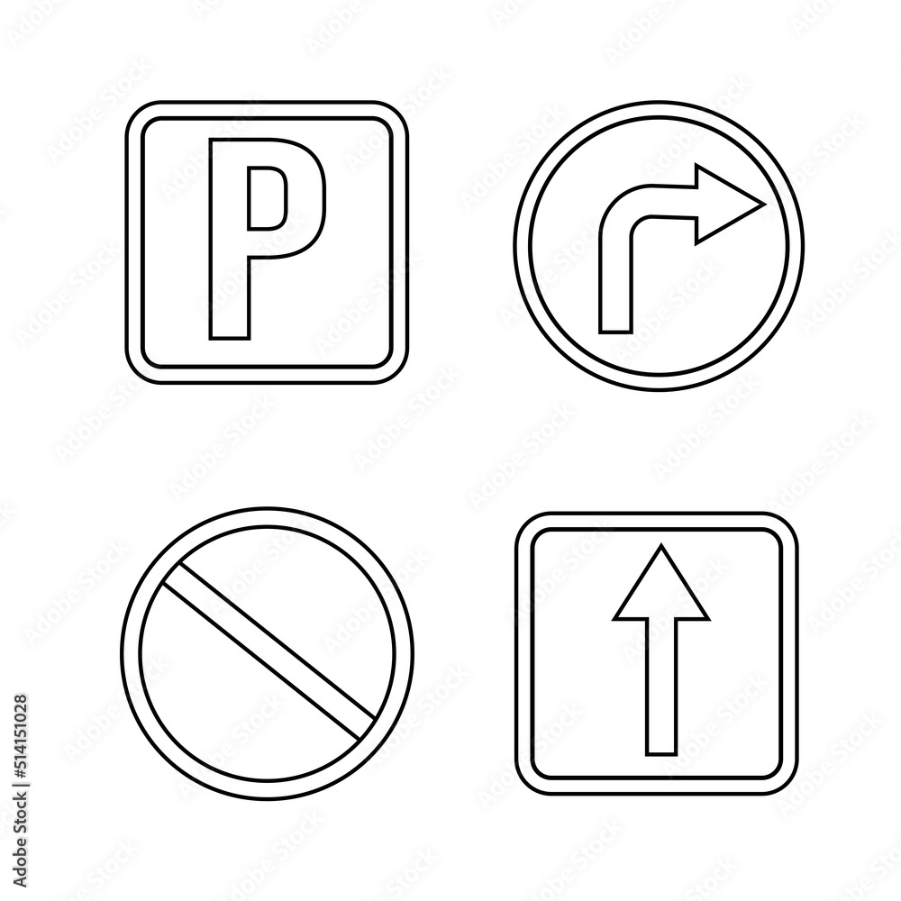 Warning signs in line style. Vector illustration. Warning signs in line style. Vector illustration.