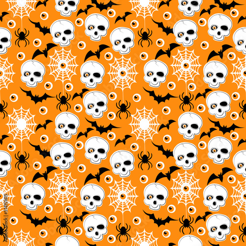 seamless background with skulls and cobwebs for halloween