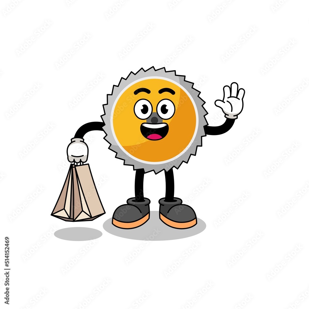 Cartoon of saw blade shopping Cartoon of saw blade shopping