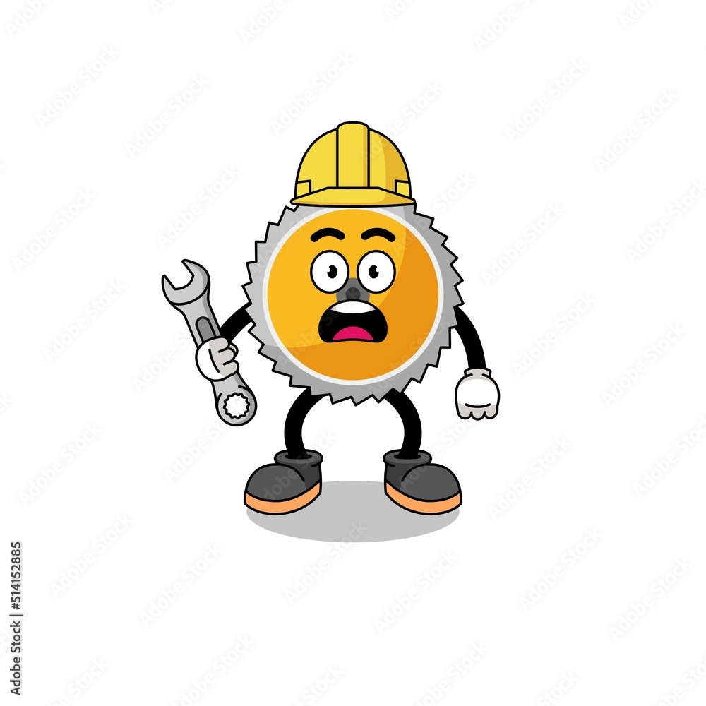 Character Illustration of saw blade with 404 error Character Illustration of saw blade with 404 error