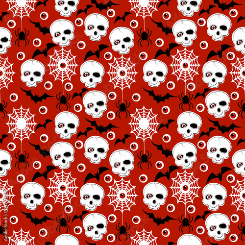 halloween pattern with skulls and spider webs