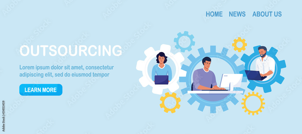 Global outsourcing, freelance. Teamwork and project delegation. Employee work from home remotely. People with different skills connecting together online and working on the same project, remote work Global outsourcing, freelance. Teamwork and project delegation. Employee work from home remotely. People with different skills connecting together online and working on the same project, remote work