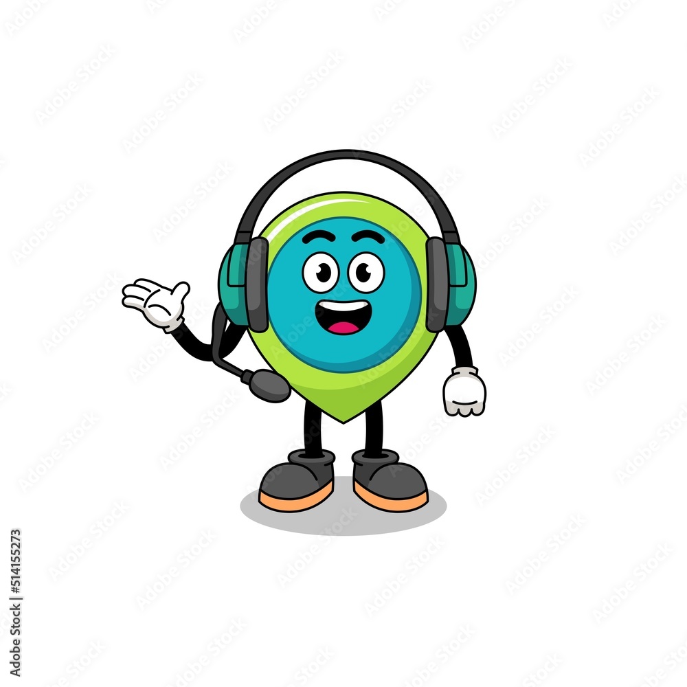 Mascot Illustration of location symbol as a customer services Mascot Illustration of location symbol as a customer services