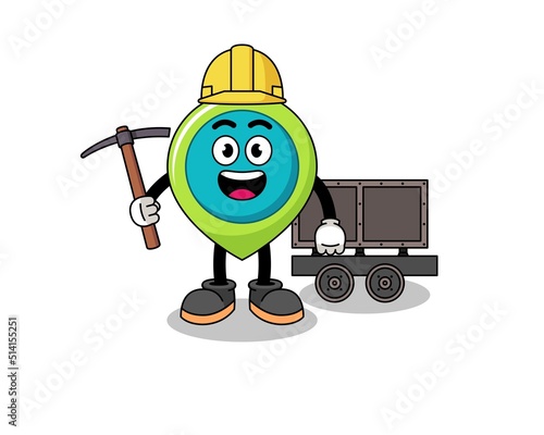 Mascot Illustration of location symbol miner