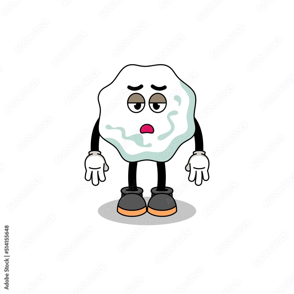 chewing gum cartoon with fatigue gesture chewing gum cartoon with fatigue gesture