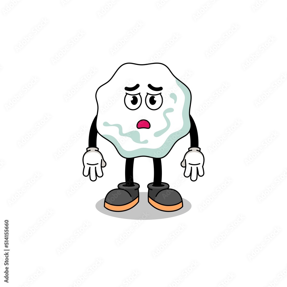 chewing gum cartoon illustration with sad face chewing gum cartoon illustration with sad face