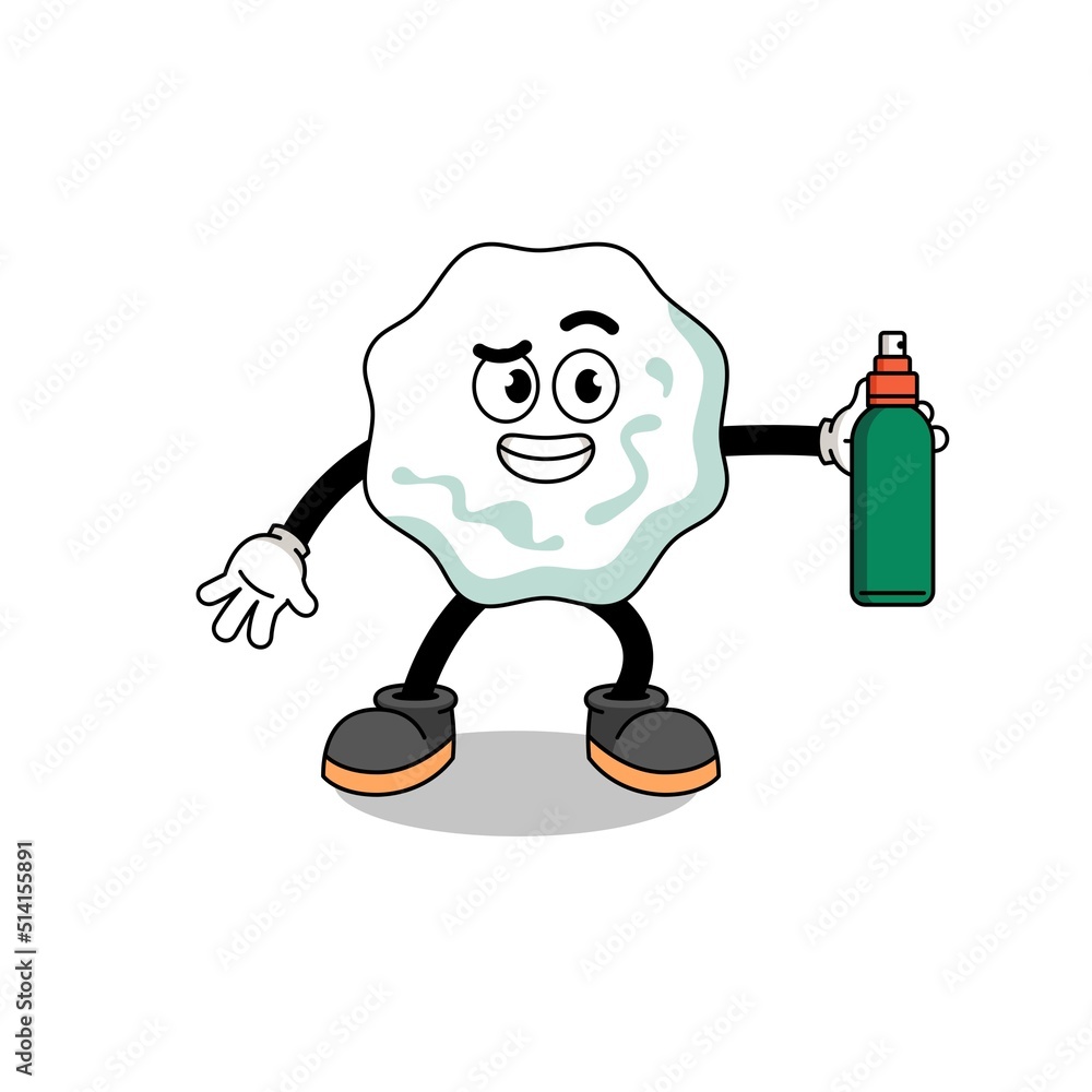 chewing gum illustration cartoon holding mosquito repellent