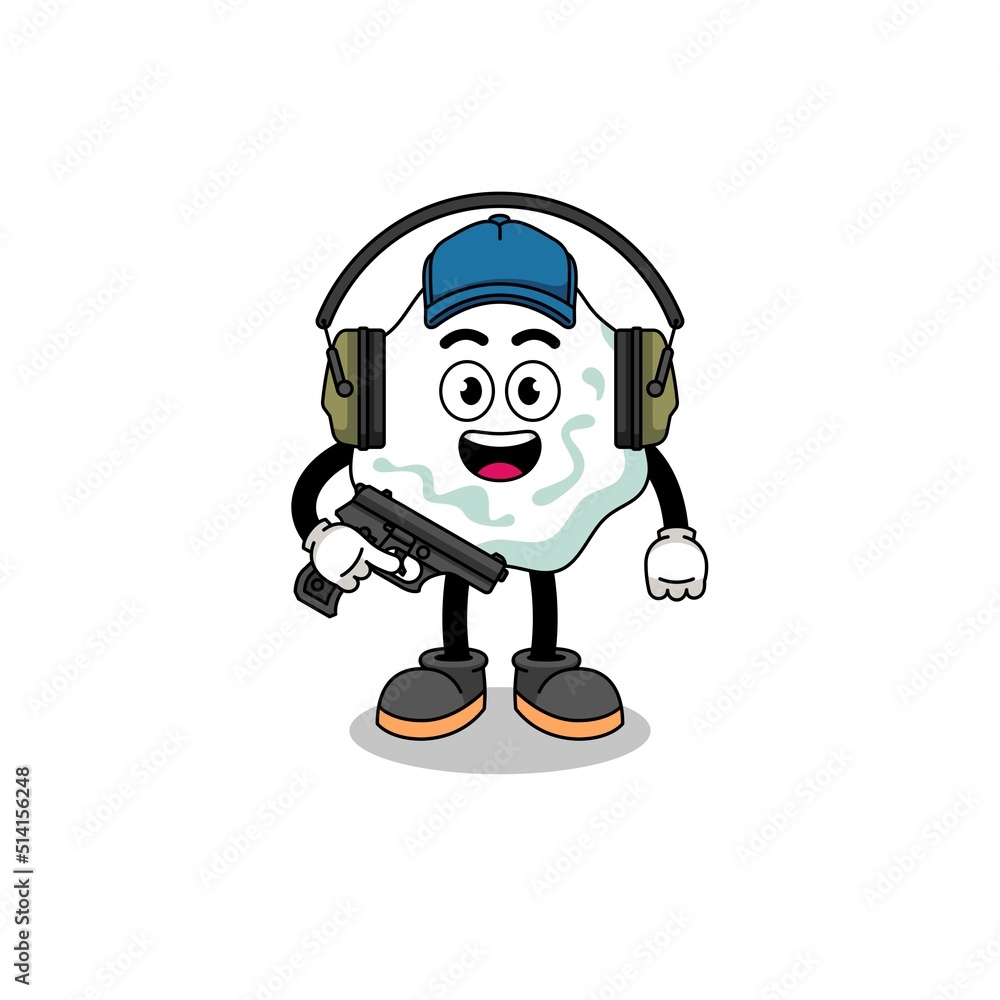 Character mascot of chewing gum doing shooting range Character mascot of chewing gum doing shooting range