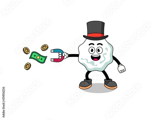 Character Illustration of chewing gum catching money with a magnet