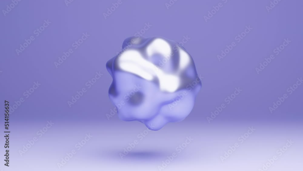 Abstract 3d animation of a distorted violet sphere, wobbly motion design, seamless looped wibbly footage above a Very Peri pastel background Abstract 3d animation of a distorted violet sphere, wobbly motion design, seamless looped wibbly footage above a Very Peri pastel background
