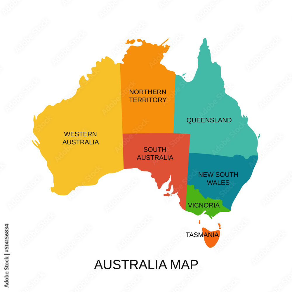 Australia map with regions. Vector illustration. Australian state ...