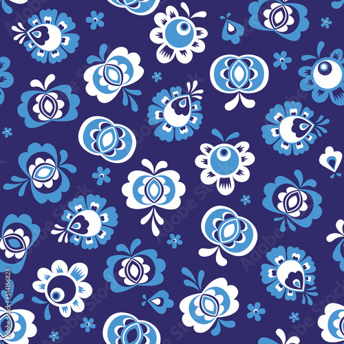 Seamless pattern made from folklore ormaments (Moravia - Slovacko)