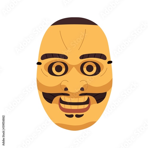 Kabuki theater noh mask of Tsurimanako. Angry furious face for Japanese ethni...