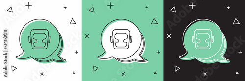 Set Boxing helmet icon isolated on white and green, black background. Vector