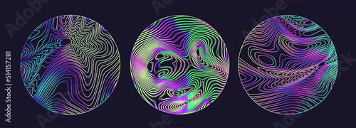 Fotografija Holographic circle with glitchy and distorted line pattern