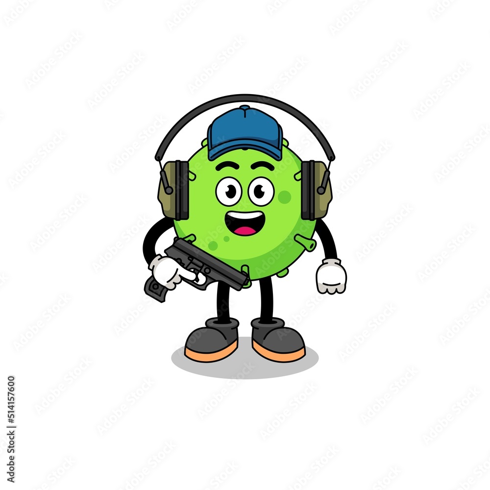 Character mascot of virus doing shooting range Character mascot of virus doing shooting range