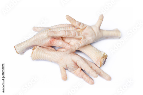 Closeup of raw chicken feet for cooking