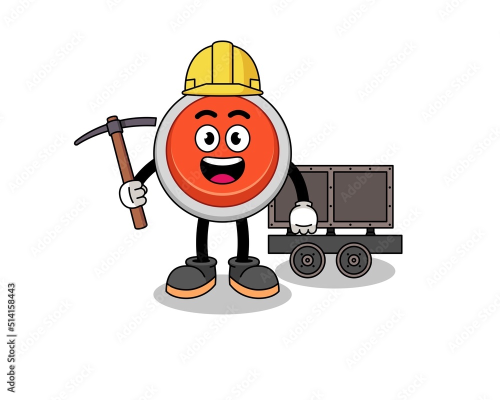 Fototapeta premium Mascot Illustration of emergency button miner