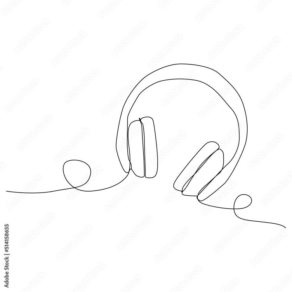 continuous line art drawing headset continuous line art drawing headset