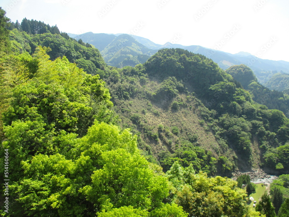 熊本県上益城郡山都町、山奥にある緑川渓谷の風景