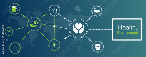 Health Environment Icon Set and Web Header Banner