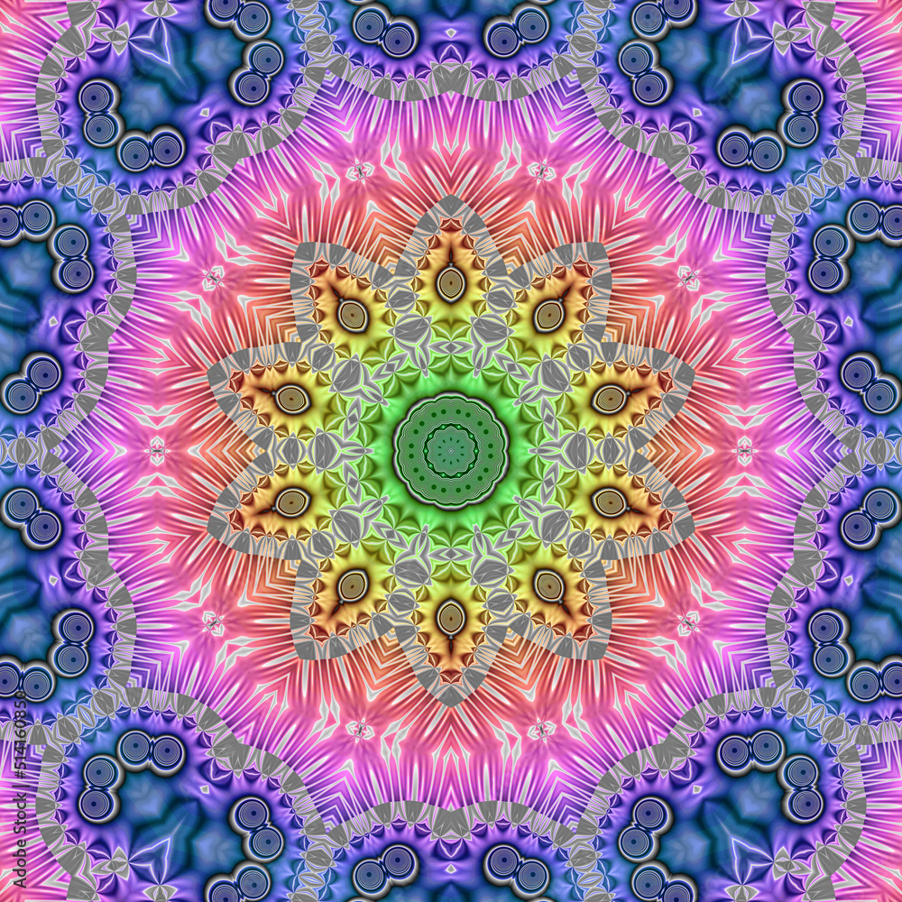 Obraz premium 3d effect - abstract polygonal colorful fractal graphic