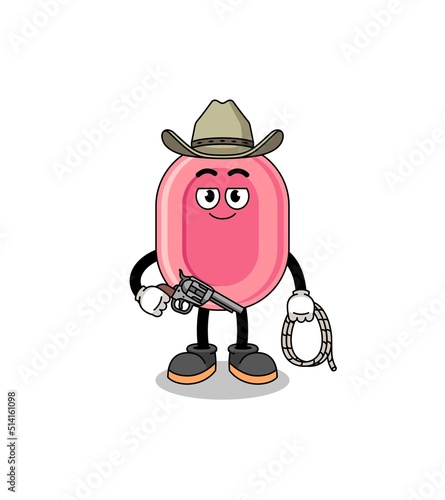 Character mascot of soap as a cowboy