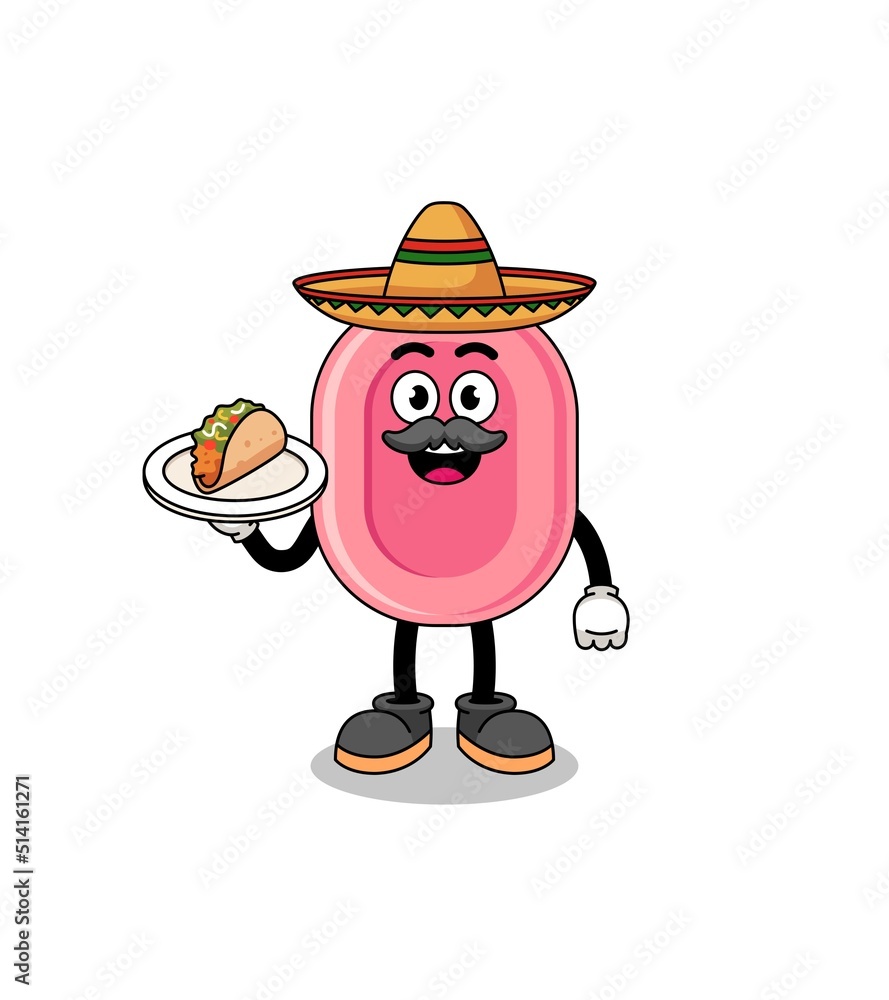 Character cartoon of soap as a mexican chef Character cartoon of soap as a mexican chef