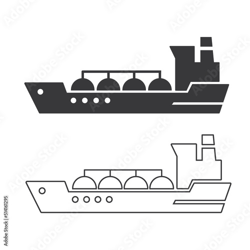 Tanker ship liquified gas transportation icon collection - Lng carrier