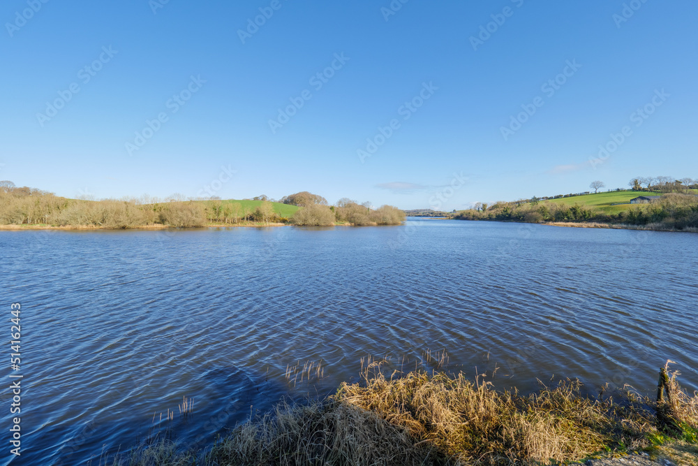 wide angle view of Spring quoile river,Downpatrick,Northern Ireland