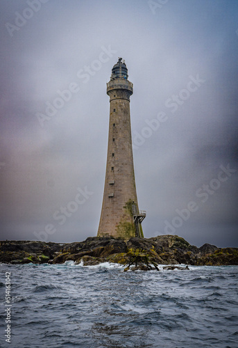 Skerryvore Lighthouse is the tallest lighthouse in Scotland, at 156 feet high. The imposing tower stands on a jagged reef about 11 miles southwest of Tiree in the Inner Hebrides, Scotland, UK photo