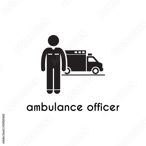 simple black ambulance officer icon © Aji