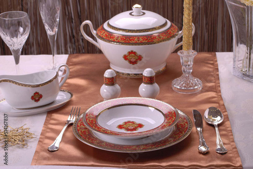 Luxury and elegant porcelain dinner set with a classy golden design