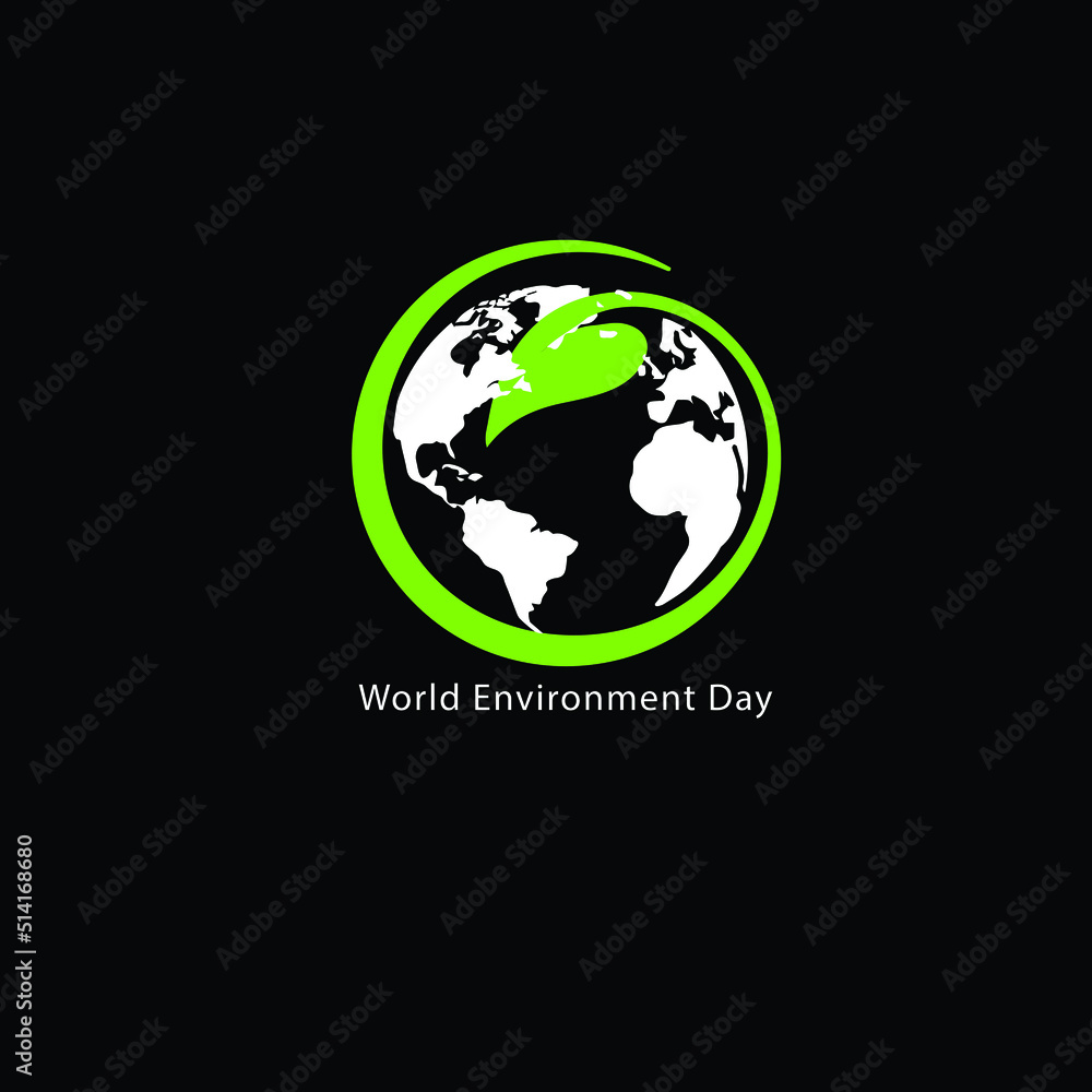 Creative Professional Trendy and Minimal World Environment Day Logo Design in Black, White and Green Colors, World Environment Day Icon Logo in Editable Vector Format