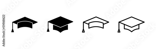 Education icon vector. Graduation cap sign and symbol. Graduate. Students cap