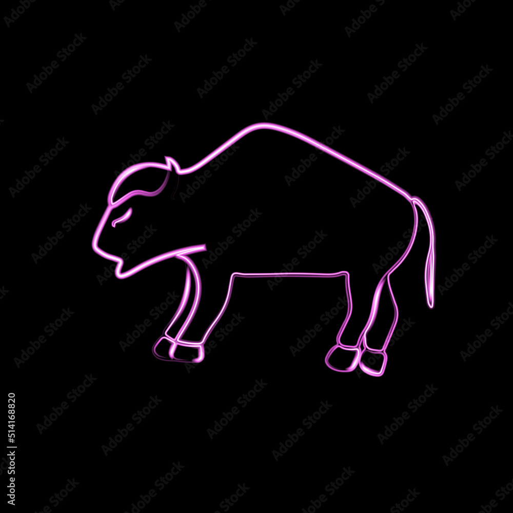 Vector illustration of bison with neon effect. Vector illustration of bison with neon effect.
